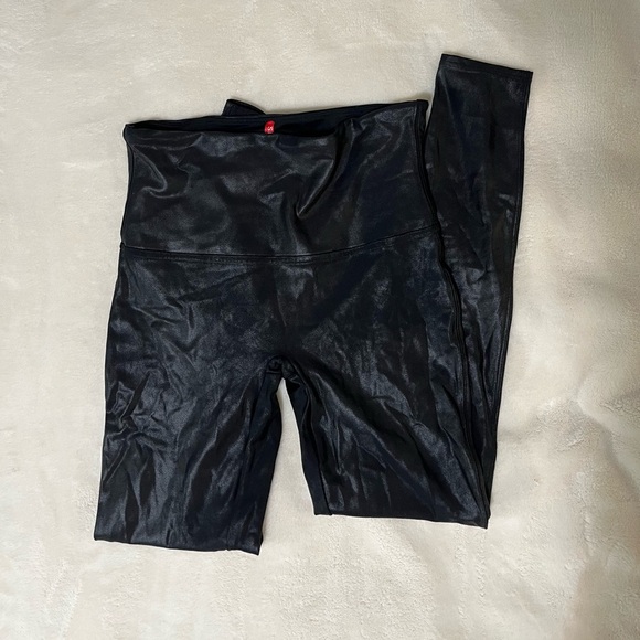 Spanx black high waisted Faux Leather Leggings XL - Picture 3 of 7
